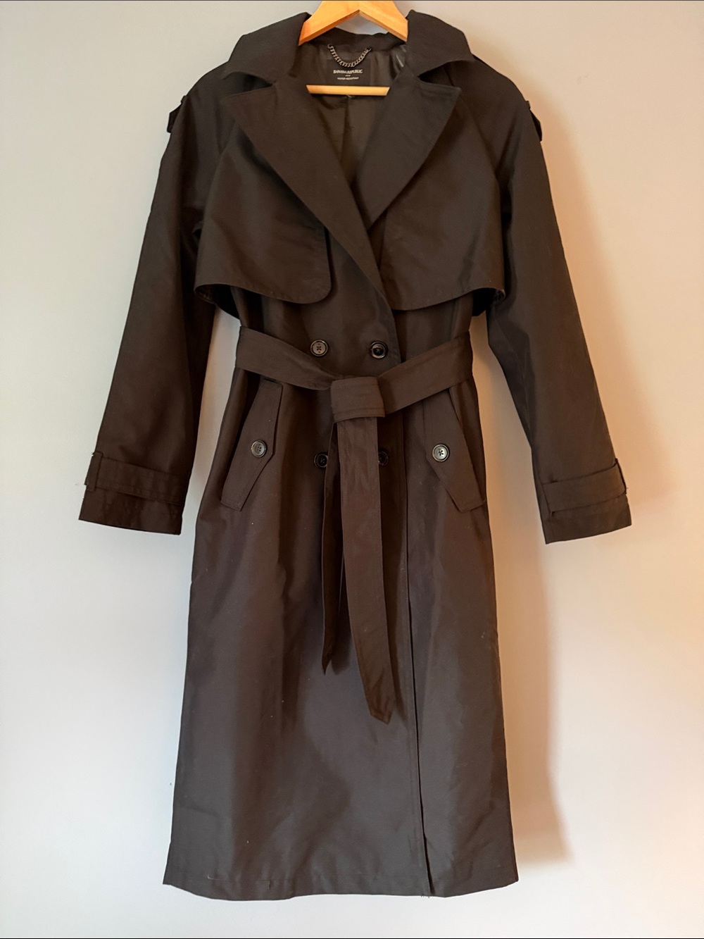 Banana Republic Classic Black Trench Coat with Waist Tie Timeless 2025 Small